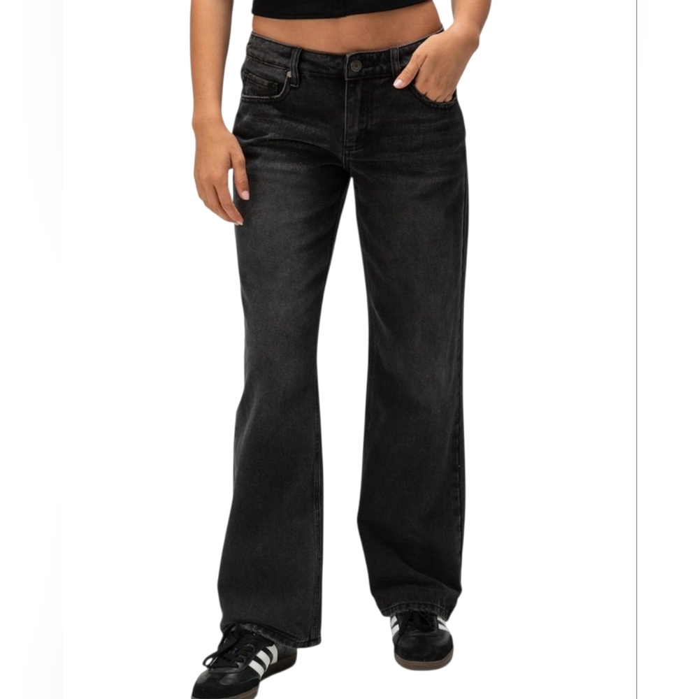 RSQ Women's Low‎ Rise Loose Straight Denim Jeans Size 33 Black - Picture 3 of 9